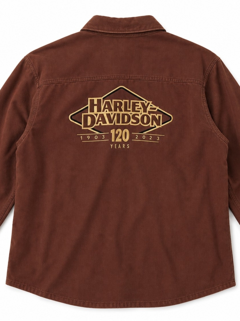 Harley-Davidson Brown Workshirt Jacket with Gold 120th Anniversary Logo